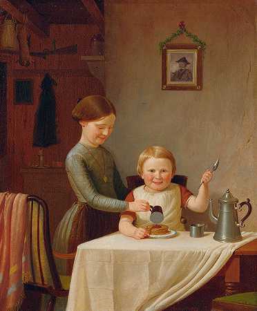 一顿丰盛的早餐`A Good Breakfast (1852) by James Goodwyn Clonney
