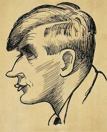 作曲家乌诺·克拉米，漫画`Composer Uuno Klami, caricature (1933) by Ilmari Aalto