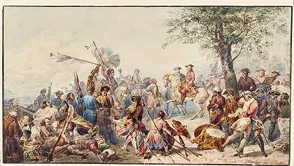 英国将军和山上的士兵`Englischer Feldherr und Soldaten auf Hügel (1870) by Cesare Provaggi