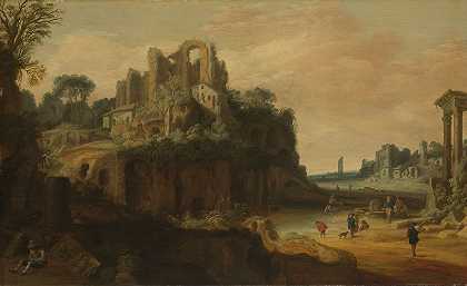 罗马遗迹景观`Roman Landscape with Ruins (c. 1629 ~ 1630) by Pieter Anthonisz. van Groenewegen