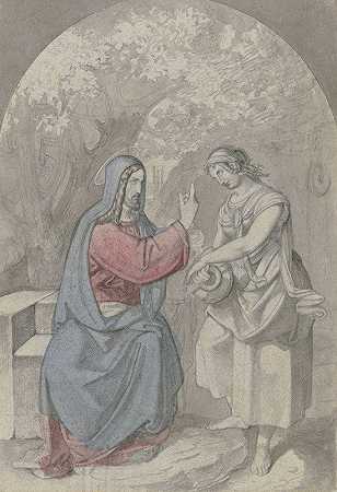 基督和井旁的撒玛利亚女人`Christ and the Samaritan woman at the well by Ferdinand Fellner