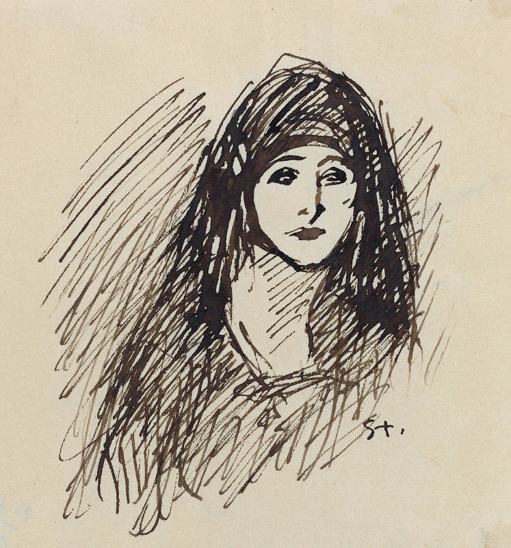 艺术家肖像妻子`Portrait of the Artists Wife by Théophile Alexandre Steinlen