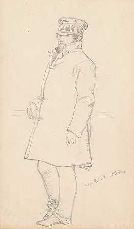 衣冠楚楚的男人`Man in Cap and Coat (1852) by Emanuel Gottlieb Leutze