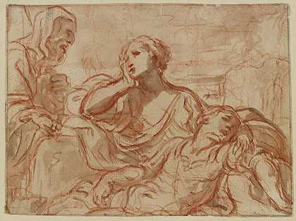 圣母的哀悼`The Virgin Mourning (17th century) by Giovanni Andrea Sirani