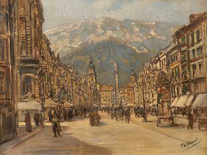 因斯布鲁克——玛丽亚·特里森街景观`Innsbruck – view on Maria Theresien street by Otto Hamel