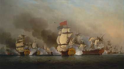 海军中将乔治·安森爵士菲尼斯特尔角的胜利`Vice Admiral Sir George Ansons Victory off Cape Finisterre (1749) by Samuel Scott