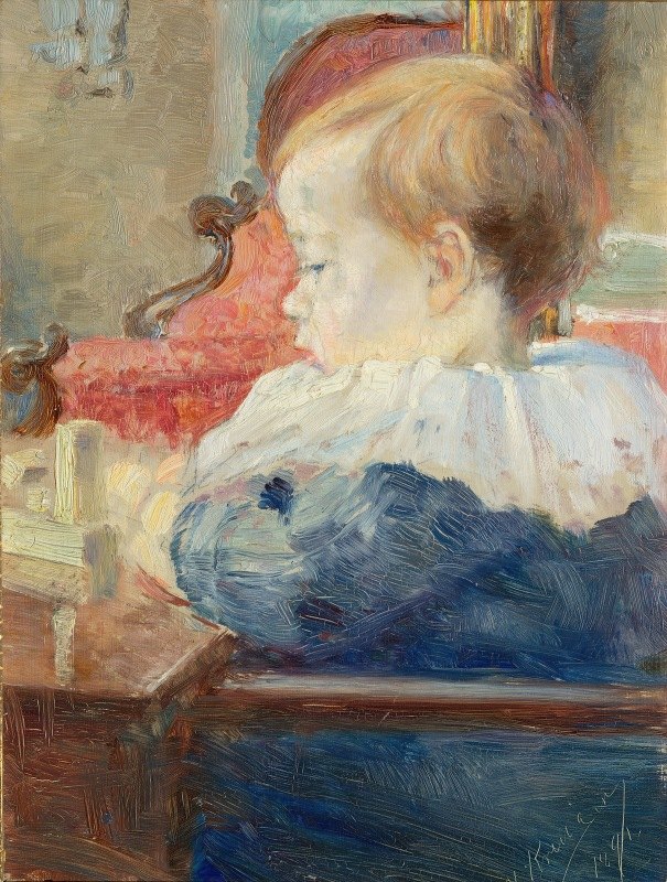 艺术家她女儿`The Artists Daughter (1891) by Nils Kreuger