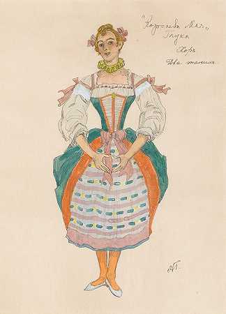 五月女王四世的服装设计`Costume Design For The May Queen IV by Alexander Yakovlevich Golovin