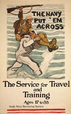海军投入em旅行和培训服务，年龄17至35岁`The Navy put em across The service for travel and training, ages 17 to 35 (1918) by Henry Reuterdahl