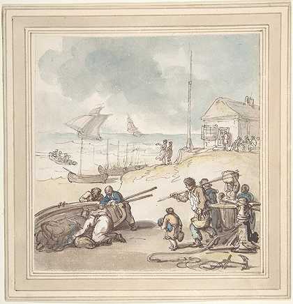 数字`Figures by the Seashore (18th–19th century) by the Seashore by Thomas Rowlandson