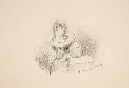 女人的肖像`Portrait of a Woman (1829) by Henry Inman