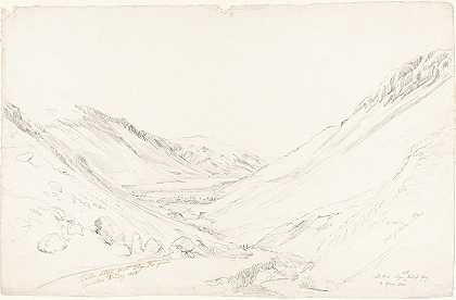 白色三角形的高个子`Tally Llyn from Llyn Trigrain (1803) by Cornelius Varley