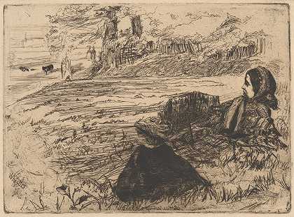 保姆和孩子`Nursemaid and Child (ca. 1859) by James Abbott McNeill Whistler