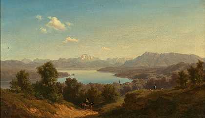 瓦金格尔湖风景`A View of Lake Waginger See by Maximilian Haushofer