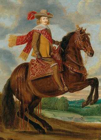 奥地利红衣主教婴儿费迪南德的马术肖像（1610-1641）`An Equestrian Portrait Of Cardinal~Infant Ferdinand Of Austria (1610–1641) by Circle of Caspar de Crayer