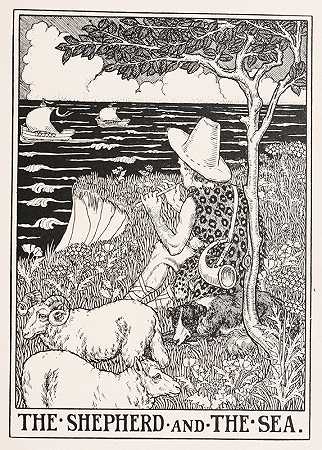 牧羊人与大海`The Shepherd and the Sea (1900) by Percy J. Billinghurst