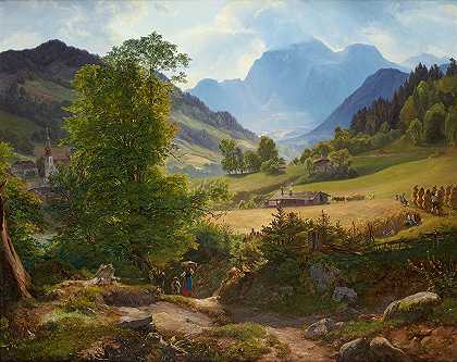 贝赫特斯加登附近的拉姆索`Die Ramsau bei Berchtesgaden (1836) by Friedrich Loos