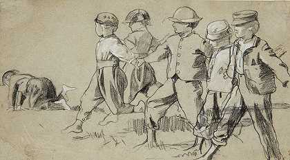 学习啪的一声鞭子`Study for Snap the Whip (1872) by Winslow Homer