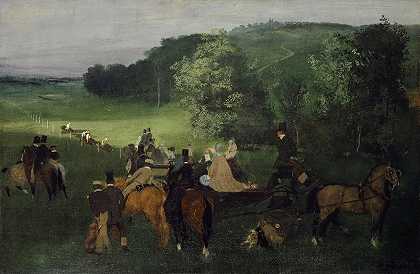 在赛马场（比赛）`At the Racecourse (The Races) (1861~1862) by Edgar Degas