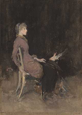 黑色和金色的研究（Madge Odonoghue）`Study In Black And Gold (Madge Odonoghue) (1883~1884) by James Abbott McNeill Whistler