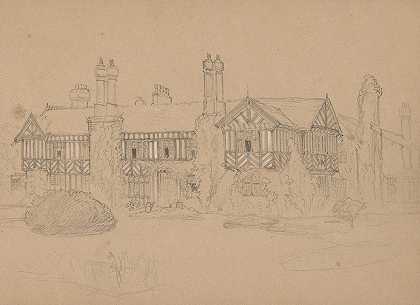 乡间别墅草图`Sketch of a Country House by Myles Birket Foster