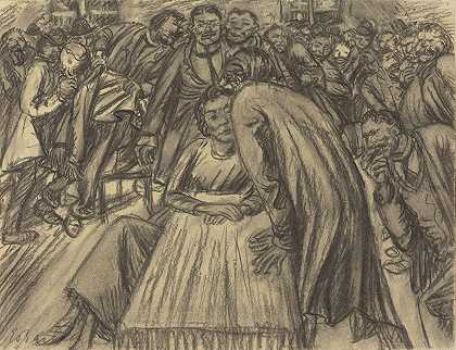 人群中的那对夫妇`The Couple in the Crowd (1917) by Ernst Barlach