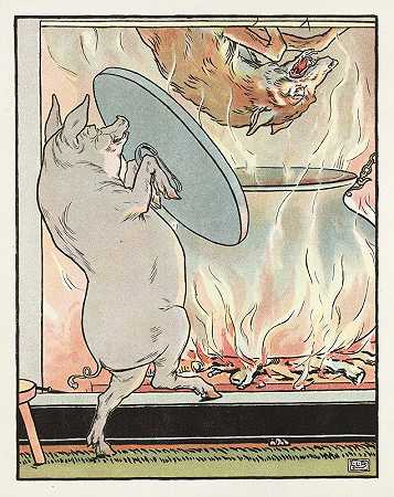 三只小猪的故事`The story of the three little pigs Pl 8 (1904) by Leonard Leslie Brooke