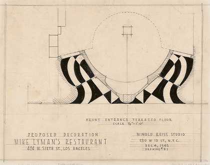 迈克·莱曼和的拟议装饰图纸s餐厅`Drawings for proposed decorations of Mike Lymans Restaurant (1945) by Winold Reiss