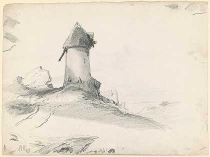 磨坊景观`Landscape with Mill (1835~1840) by Seth Wells Cheney