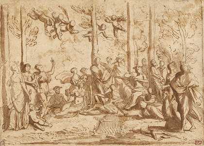 阿波罗和帕纳苏斯山上的缪斯女神`Apollo and the Muses on Mount Parnassus (1626–1628) by Nicolas Poussin