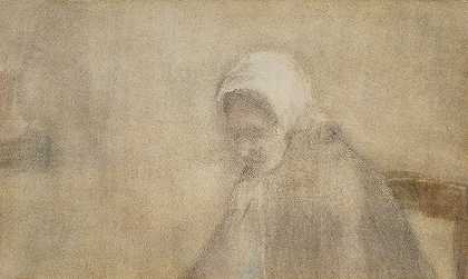 来自申维宁根的女人`Woman from Scheveningen (1882) by Vincent van Gogh