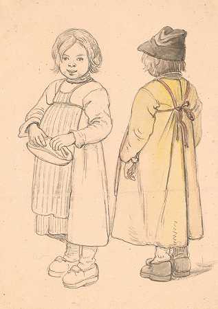对瑞典莱克桑小男孩的两项研究`To studier af lille svensk dreng fra Leksand (1851) by Wilhelm Marstrand