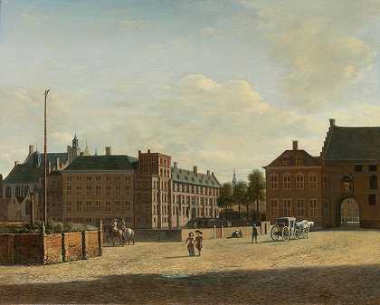 有宾内霍夫和格万根普特的地方，海牙`The Plaats With The Binnenhof And The Gevangenpoort, The Hague by Gerrit Berckheyde