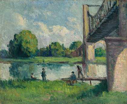 附近的桥梁愤怒`Pont Aux Environs Dangers (1916) by Maximilien Luce