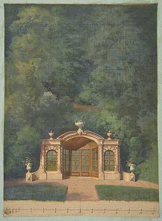 森林景观中的花园凉亭`A garden pavilion in a forested landscape (1830–97) by Jules-Edmond-Charles Lachaise