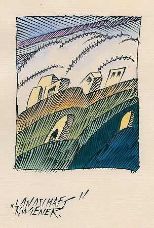 风景画`Landschaft (around 1921) by Karl Wiener