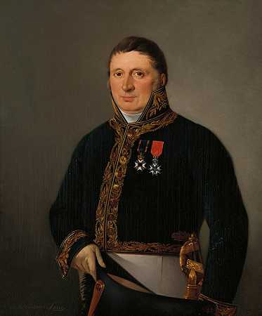 总检察长A.F.古德里安的肖像`Portrait of Inspector~General A.F. Goudriaan (1829) by Izaak Schouman