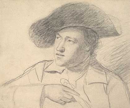 牧师。威廉·阿特金森，戴着一顶宽边帽`The Rev. William Atkinson, Wearing a Broad~Brimmed Hat (ca. 1760–62) by George Romney