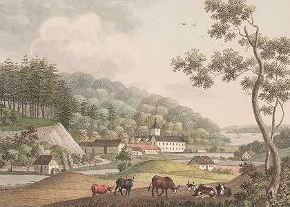 道路区域的Thyrsbæk`Thyrsbæk i egnen af vejle (1822 – 1823) by Søren L. Lange