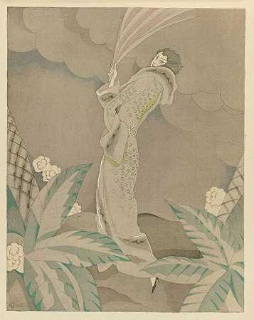 女人有绿宝石老虎外套，来自Max Leroy`La femme a lémeraude ; Manteau en tigre, de Max~Leroy (1923) by Charles Martin