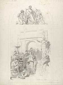 希腊花瓶画（墙面装饰设计）`
Greek Vase~Painting (Design for a Wall Decoration) (1868)  by Anton von Werner