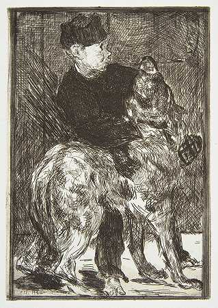 男孩和狗`Boy and Dog (1862) by Édouard Manet