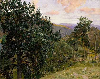 从Vågo观看`View from Vågå (1905~1906) by Gerhard Munthe