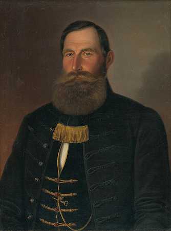 一个下巴留胡子的男人的肖像`Portrait of a man with a chin and a beard (1860–1865) by Peter Michal Bohúň