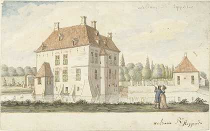 城堡t Weldam靠近古尔`Kasteel t Weldam bij Goor (1761 ~ 1828) by Joseph Adolf Schmetterling