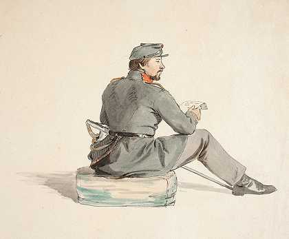 阅读兵`Læsende soldat (1848 – 1850) by Carlo Dalgas