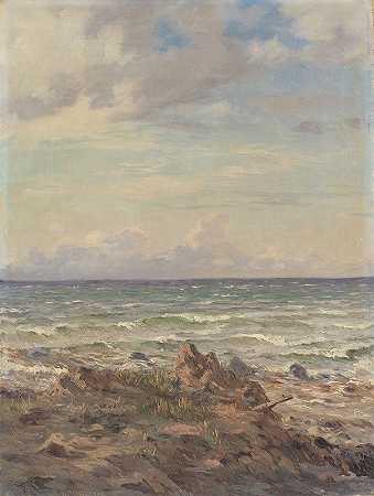 石滩海岸派对`Kystparti med stenet strand (1757 – 1857) by A.W. Boesen