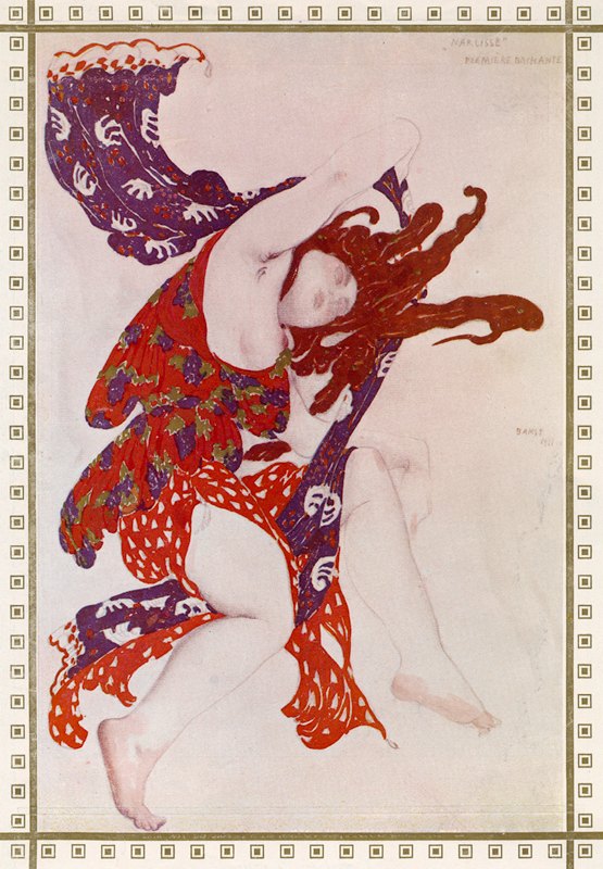 第一个酒鬼水仙`Première Bacchante de Narcisse (1911) by Léon Bakst