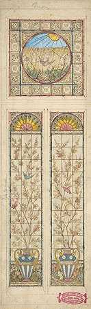 彩色玻璃窗的设计`Design for a stained glass window (1866–92) by Alexander Gibbs