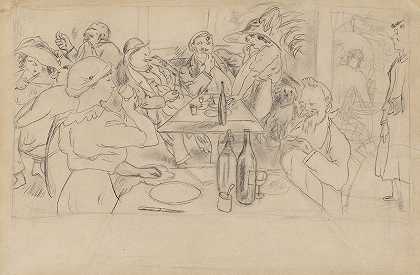 咖啡馆场景`Café Scene (1906–7) by Jules Pascin